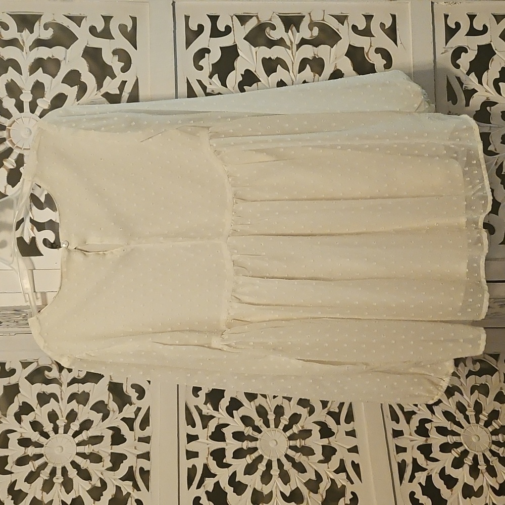 Japna White and Red Puff Sleeve Embroidered Blouse - Picture 3 of 4